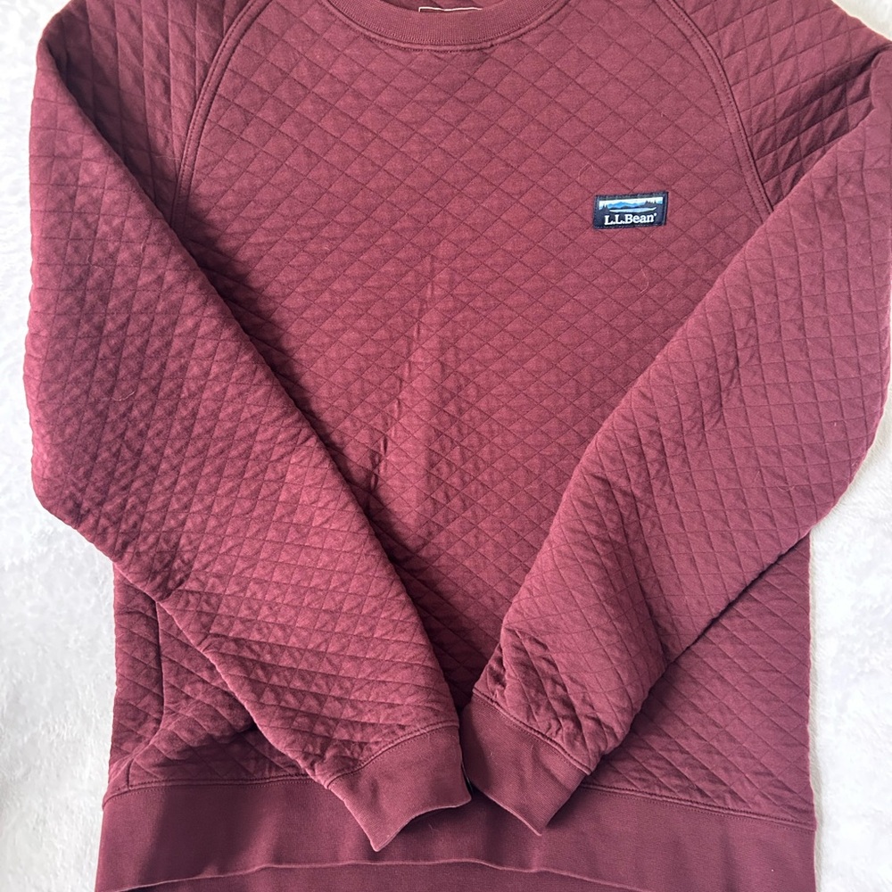 L.L.Bean Quilted Crewneck Sweatshirt - Maroon